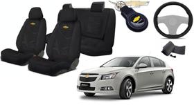 Conjunto Capas Tecido Elegantes Cruze 2013+2020 + Volante + Chaveiro GM