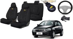 Conjunto Capas Tecido Inovadoras Corsa 2003+2012 + Volante + Chaveiro GM