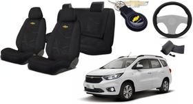 Conjunto Capas Tecido Inovadoras Spin 2012 a 2023 + Volante + Chaveiro GM