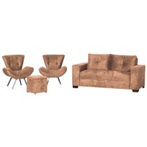 Conjunto Capri Sofa 3 Lugares 2 Poltronas Riad e Puff Finezzi Conjunto Capri Sofa 3 Lugares 2 Poltronas Riad e Puff Finezzi
