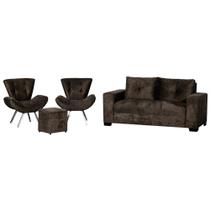 Conjunto Capri Sofa 3 Lugares 2 Poltronas Riad e Puff Finezzi