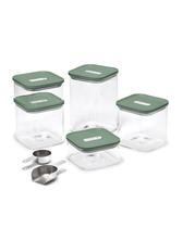 Conjunto Caraway de 13 peças Potes de vidro herméticos com tampas cor sálvia Conjunto Caraway de 13 peças Potes de vidro herméticos com tampas cor sálvia