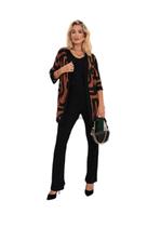 Conjunto Cardigan Estampado Calça Reta E Regata Feminino