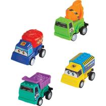 Conjunto Carrinho a Fricção Mini Velozes TRUCKS com 4 Unidades Conjunto Carrinho a Fricção Mini Velozes TRUCKS com 4 Unidades