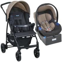 Conjunto Carrinho de Bebê Ecco Bege Travel System com Bebê Conforto Touring e Base para Auto - Burigotto