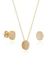 Conjunto Cart er Em Ouro 18k Ponto De Luz Oval Zircônias