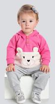 Conjunto Casaco com capuz e bolso pelúcia e calça molecotton infantil bebê Ralakids
