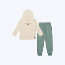 Conjunto Casaco Com Capuz E Calça Moletom Infantil Menino Divertto 17869 Bege
