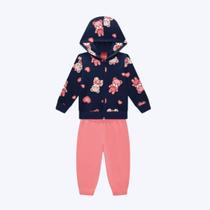 Conjunto Casaco Com Capuz E Calça Moletom Peluciado Infantil Menina Kyly 1000743 Azul Marinho