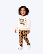 Conjunto Casaco de Pelinho Bordado e Calça Legging Infantil Feminino Kyly 1001536