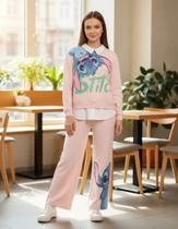 Conjunto Casaco e Calça Com Strass Stitch Animê Conjunto Casaco e Calça Com Strass Stitch Animê