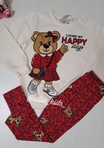 Conjunto Casaco e Legging Vermelha Ursos Infantil Momi Conjunto Casaco e Legging Vermelha Ursos Infantil Momi