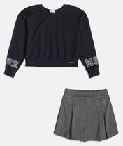 Conjunto casaco e shorts preto momi