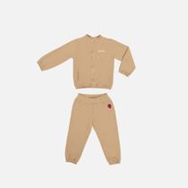 Conjunto Casaco Estampa Morango E Calça Molecotton Infantil Menina Have Fun 29400 Bege