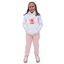 Conjunto Casaco Infantil de Moletom Capuz Menina Estampa Urso Com Calça Quentinho Moderno Conjunto Casaco Infantil de Moletom Capuz Menina Estampa Urso Com Calça Quentinho Moderno