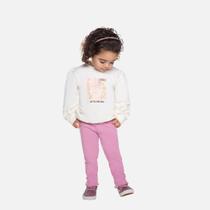 Conjunto Casaco Molecotton Comfort E Calça Legging Infantil Menina Have Fun 29418 Offwhite