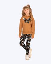 Conjunto Casaco Moletom com Capuz e Calça Legging Estampada Infantil Feminino Kyly 1001562