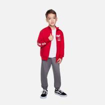 Conjunto Casaco Moletom Com Capuz E Calça Moletom Infantil Menino Have Fun 29448 Vermelho