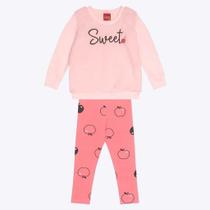 Conjunto Casaco Moletom Peluciado e Calça Legging em Molicotton Infantil Feminino Kyly 1000068