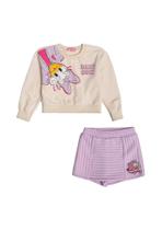 Conjunto casaco + shorts bege momi