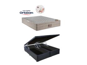 Conjunto Casal Colchão Ortobom Airtech Molas Ensacadas c/ Cama Box Baú Bipartido Jadmax Reforçada 138x188 Conjunto Casal Colchão Ortobom Airtech Molas Ensacadas c/ Cama Box Baú Bipartido Jadmax Reforçada 138x188