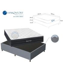 Conjunto Casal Colchão Sleep Fresh Molas 2X Action Ensacadas Base Box Suede 138x188 Conforto e Durabilidade Conjunto Casal Colchão Sleep Fresh Molas 2X Action Ensacadas Base Box Suede 138x188 Conforto e Durabilidade