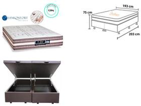 Conjunto Casal King c/ Colchão Sankonfort Le Griff + Cama Box Baú Blindada Jadmax 193x203x75 - Linha Luxo - Alto Padrão Toque Firme