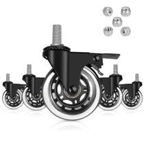 Conjunto Caster Set Hirate Brake de 3 polegadas com fechadura para cadeiras de escritório, pacote com 5
