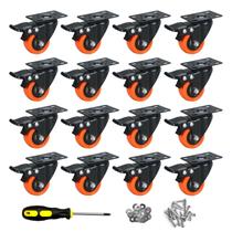 Conjunto Caster Wheels ASHGOOB de 16 com freio de PU laranja de 2 polegadas