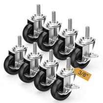 Conjunto Caster Wheels HOLKIE 8 de 3 polegadas com travamento giratório preto Conjunto Caster Wheels HOLKIE 8 de 3 polegadas com travamento giratório preto