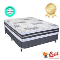 Conjunto Castor Casal Colchão Silver Star Tecnopedic Dupla Face + Cama Box Silver Star Cinza 138x188x74 - Linha Alta Conjunto Castor Casal Colchão Silver Star Tecnopedic Dupla Face + Cama Box Silver Star Cinza 138x188x74 - Linha Alta
