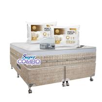 Conjunto Castor Pocket Premium Gel Bege Argentum One Face Box Castor Bege Queen Size 158x198x72cm - Super Combo Feit pra