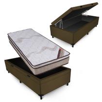 Conjunto Castor Revolution Híbrido Box Baú Max Blindado Suede Marrom Solteiro Americano 96x203x72cm