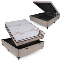 Conjunto Castor Revolution Híbrido Box Baú Max Ultra Suede Bege Casal 138x188x72cm Conjunto Castor Revolution Híbrido Box Baú Max Ultra Suede Bege Casal 138x188x72cm