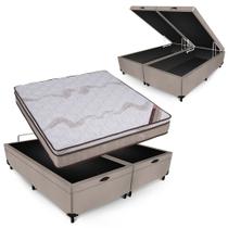 Conjunto Castor Revolution Híbrido Box Baú Max Ultra Suede Bege Queen Size 158x198x72cm Conjunto Castor Revolution Híbrido Box Baú Max Ultra Suede Bege Queen Size 158x198x72cm