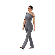 Conjunto Casual De Algodão Para Mulheres De Meia Idade, 2 Peças, Tops Cropped Sólidos E Calças Slim,