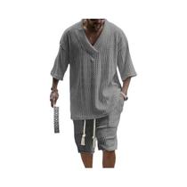 Conjunto Casual De Verão Masculino Em Malha Com Camiseta De Manga Curta E Calções, Roupas De Rua