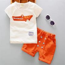 Conjunto Casual de Verão para Bebês - 2 Peças com Estampa de Desenhos Animados Conjunto Casual de Verão para Bebês - 2 Peças com Estampa de Desenhos Animados