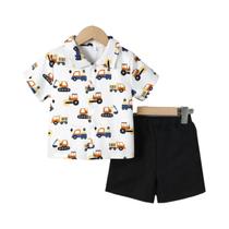 Conjunto Casual De Verão Para Meninos De 4 a 7 Anos Com Estampa De Caminhão E Letras, 2 Peças De Conjunto Casual De Verão Para Meninos De 4 a 7 Anos Com Estampa De Caminhão E Letras, 2 Peças De
