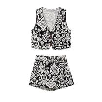 Conjunto Casual Elegante Feminino De 2 Peças, Top Com Decote Em V E Saia Com Zíper Lateral DUOPERI