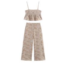 Conjunto Casual Feminino Bordado De Duas Peças: Top Cropped E Calças - Moda 2026