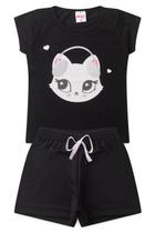 Conjunto Cat com Orelhinhas- Blusa e Shorts