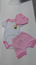 Conjunto Catta body de manga curta, shorts e babados tipo bandana