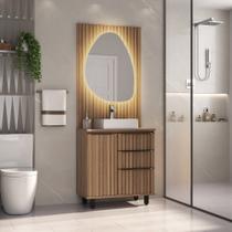 Conjunto Cecília 80 com Pés Painel Espelho Orgânico LED - Fabribam