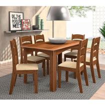 Conjunto Celta Mesa Monique MDF 6 Cadeiras Assento Estofado