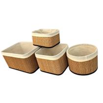 CONJUNTO CESTO ORGANIZADOR - BAMBU - FORRADO 4 Peças