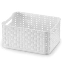 Conjunto Cesto Organizador Preto 5 Peças Branco Rattan Arthi