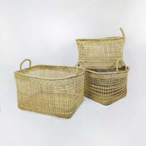 Conjunto Cestos Alças Palha Natural Impecavel Luxo Conjunto Cestos Alças Palha Natural Impecavel Luxo