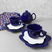 Conjunto Chá Flor 3 Peças Cobalto