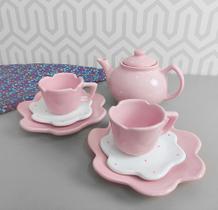 Conjunto Chá Flor 3 Peças Rosa Poá